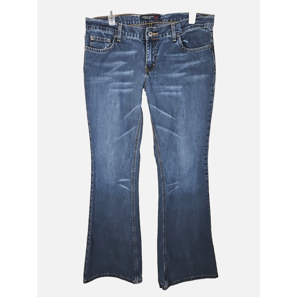 American Eagle Jeans Women 10 Flare Low Rise Y2K 90s Denim 100% Cotton 33x31